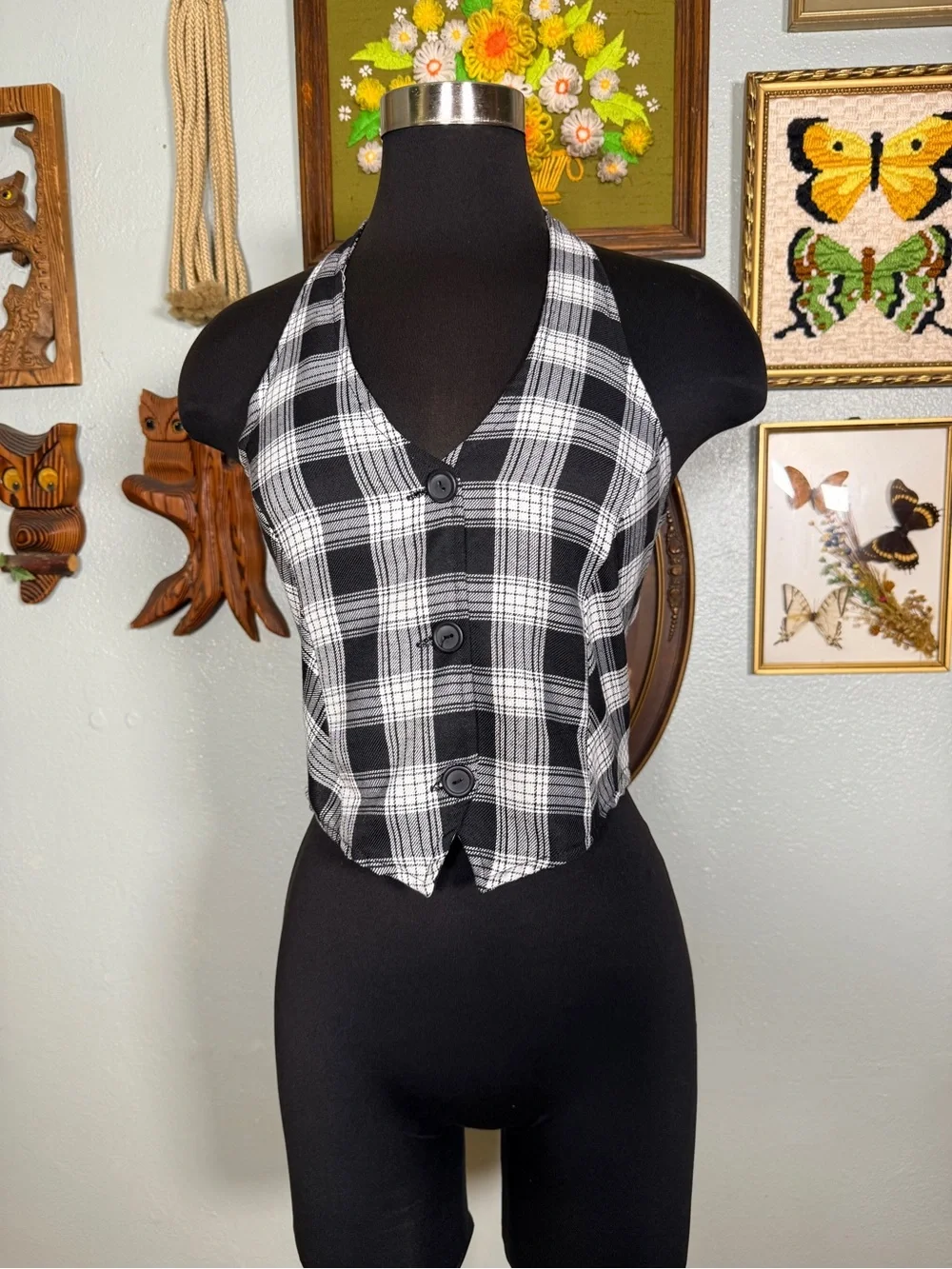 2000s Y2K Wet Seal Plaid Cropped Vest Top
